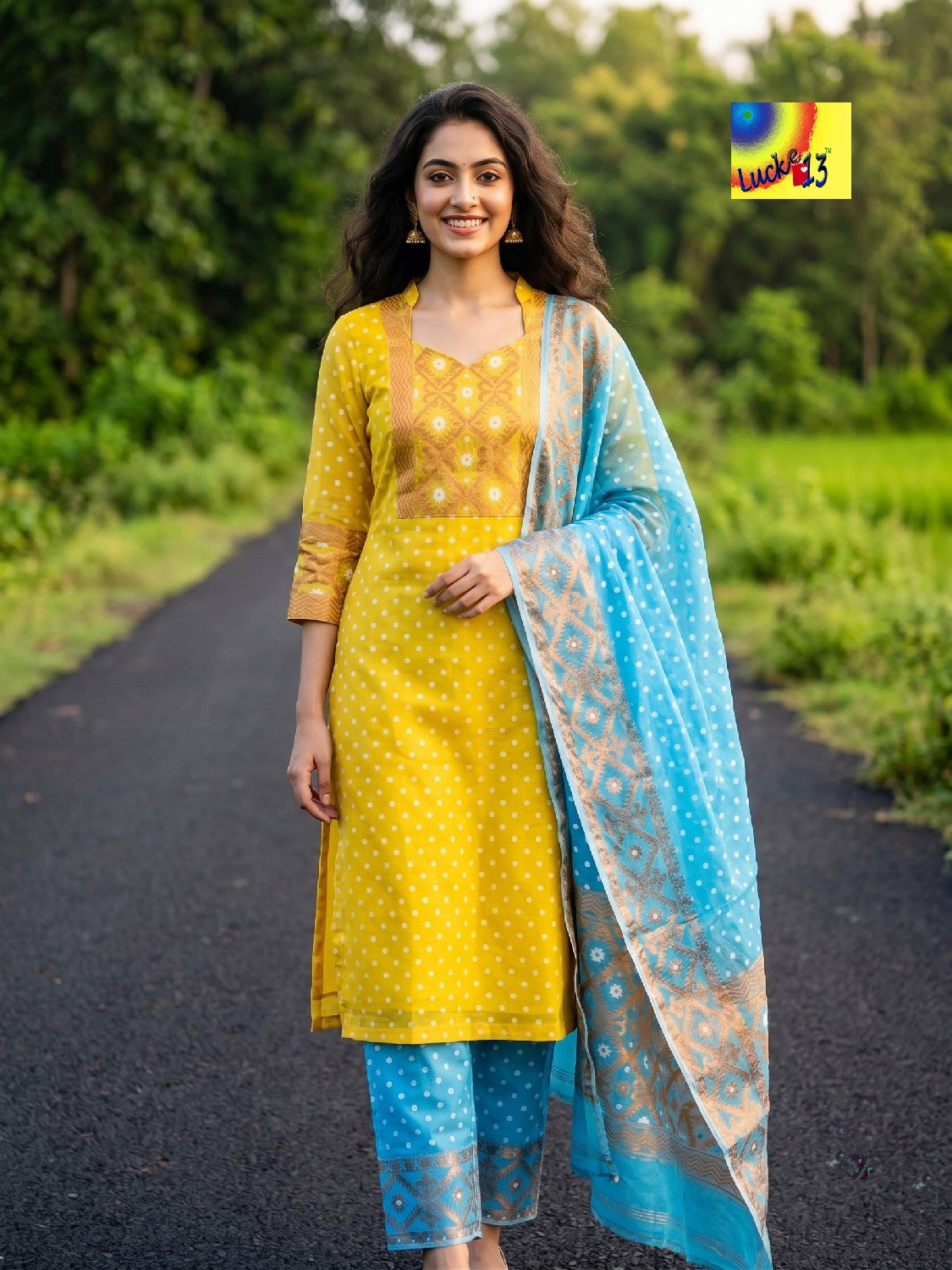 Handloom Jamdani Kurti, Dupatta & Pant Set