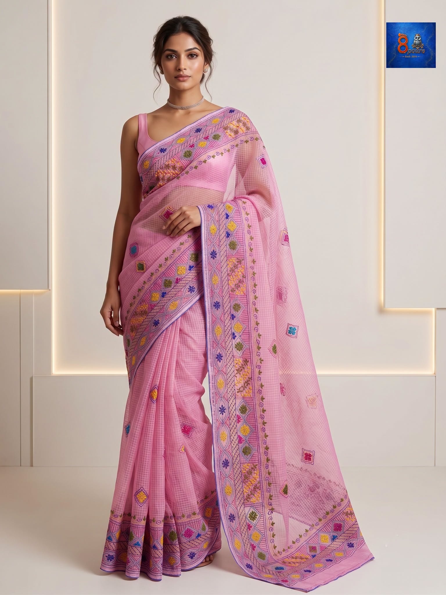 Resham Kota Lambani Saree (Light Pink)