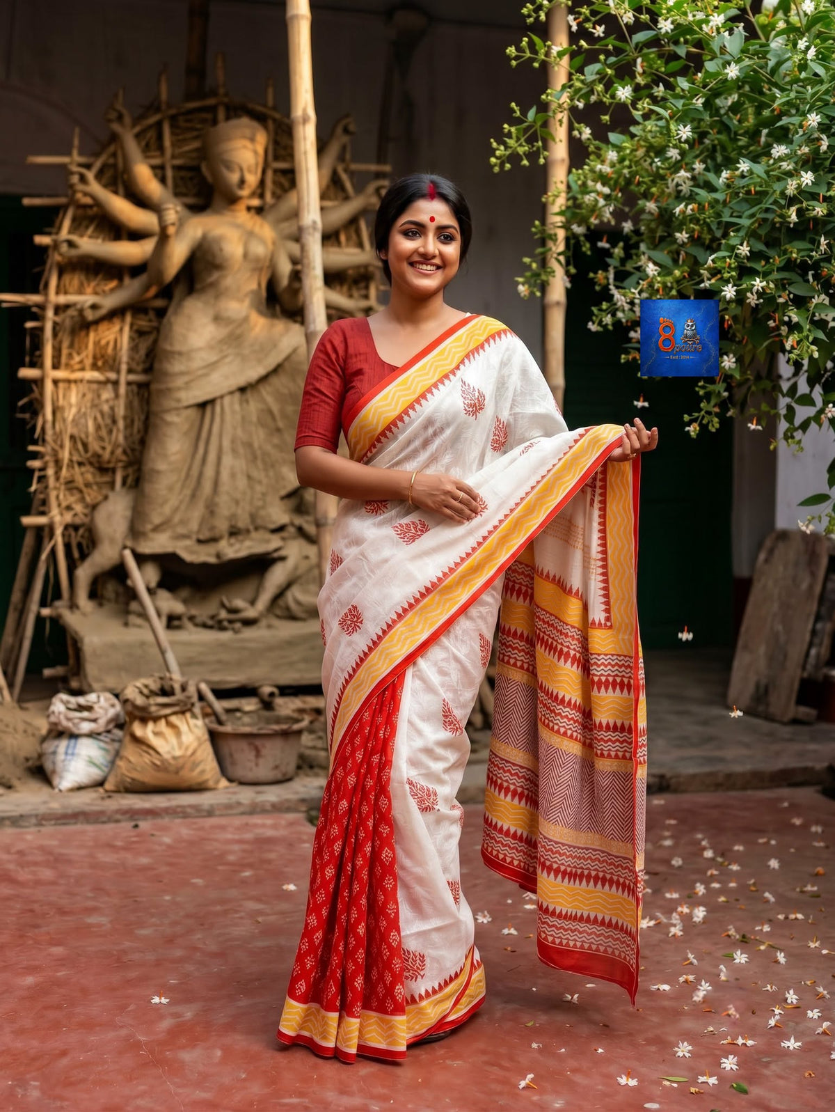 Pure Cotton Hand Block Saree
