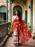 Fish Saree - White & Red