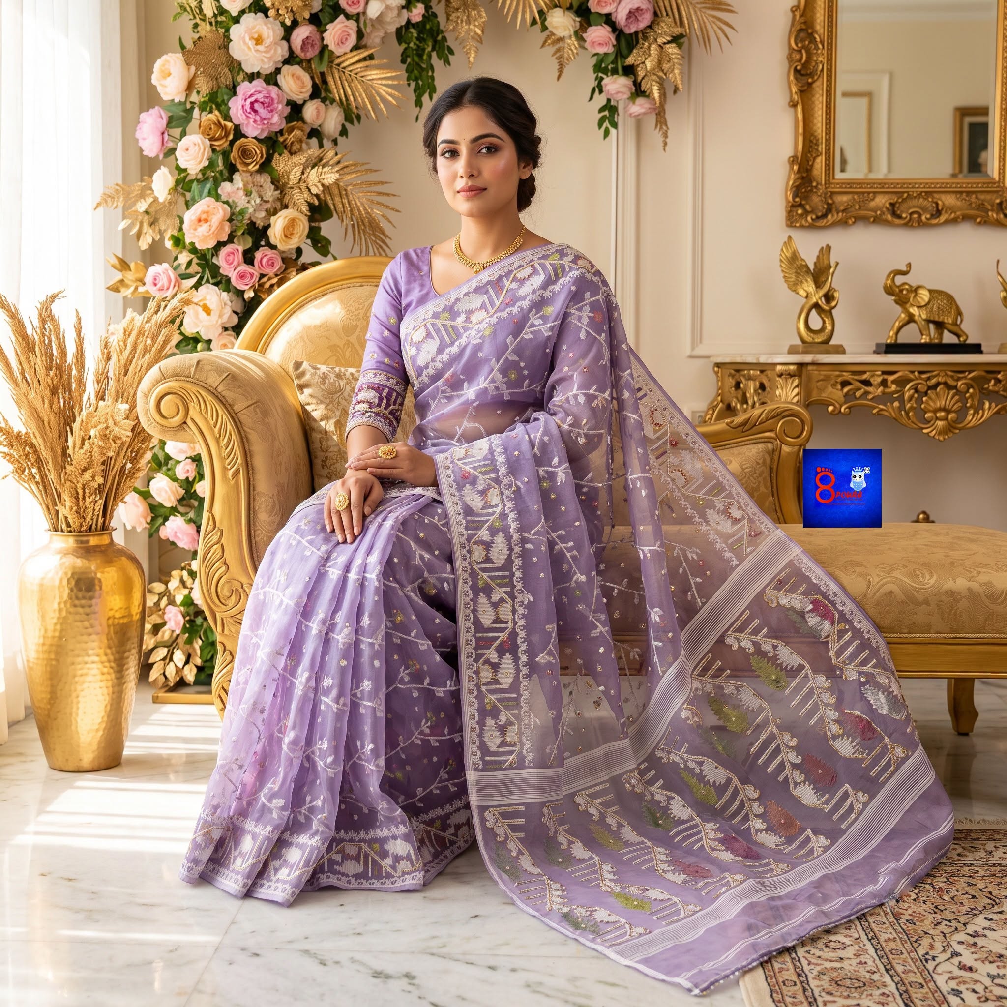 Jamdani Zardosi Kathdana Saree