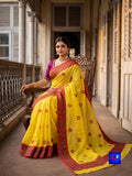 Pure Cotton Jamdani Kutch Mirror Embroidery Saree