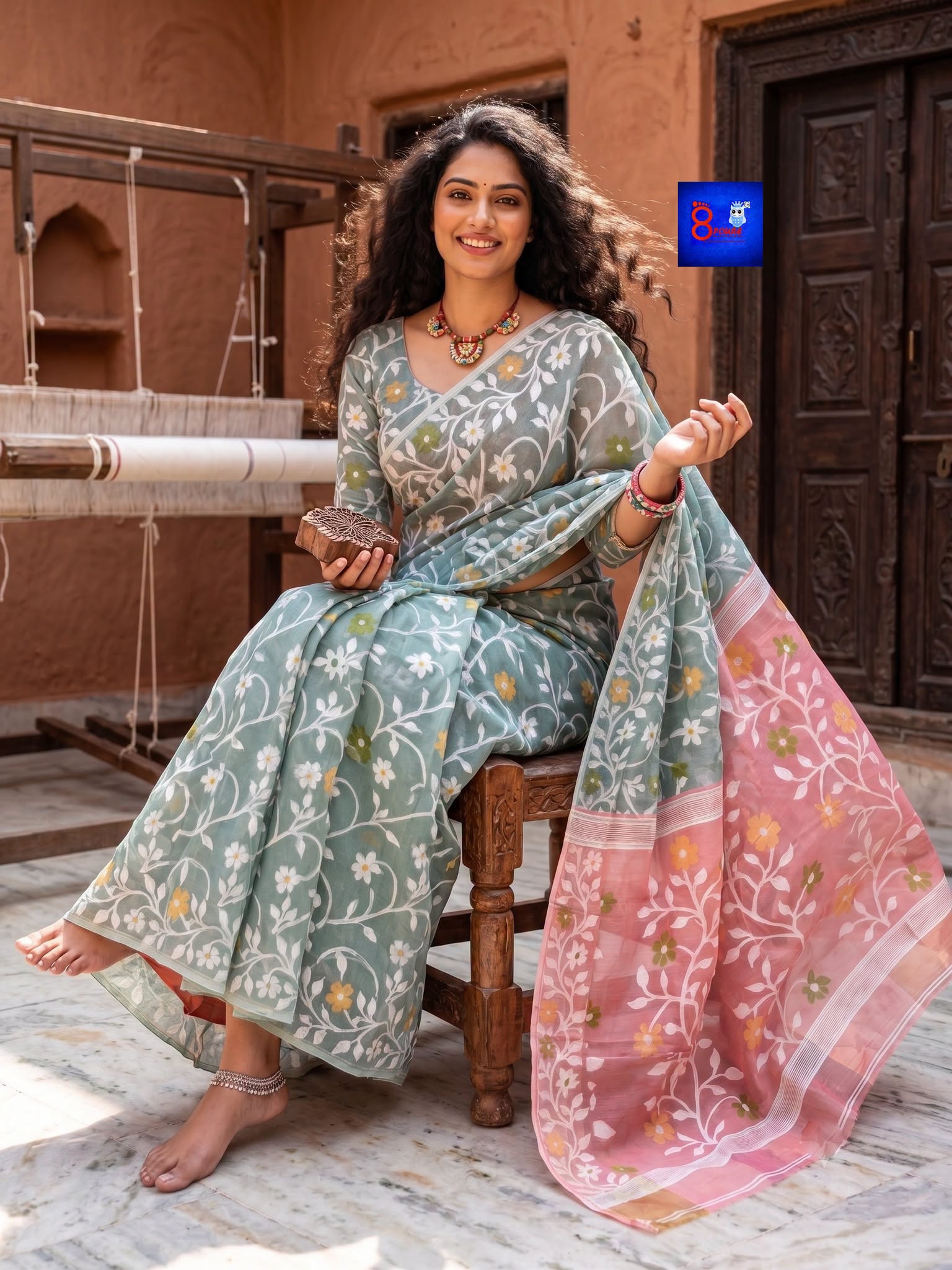 Pure Cotton Jamdani Saree with Blouse Piece