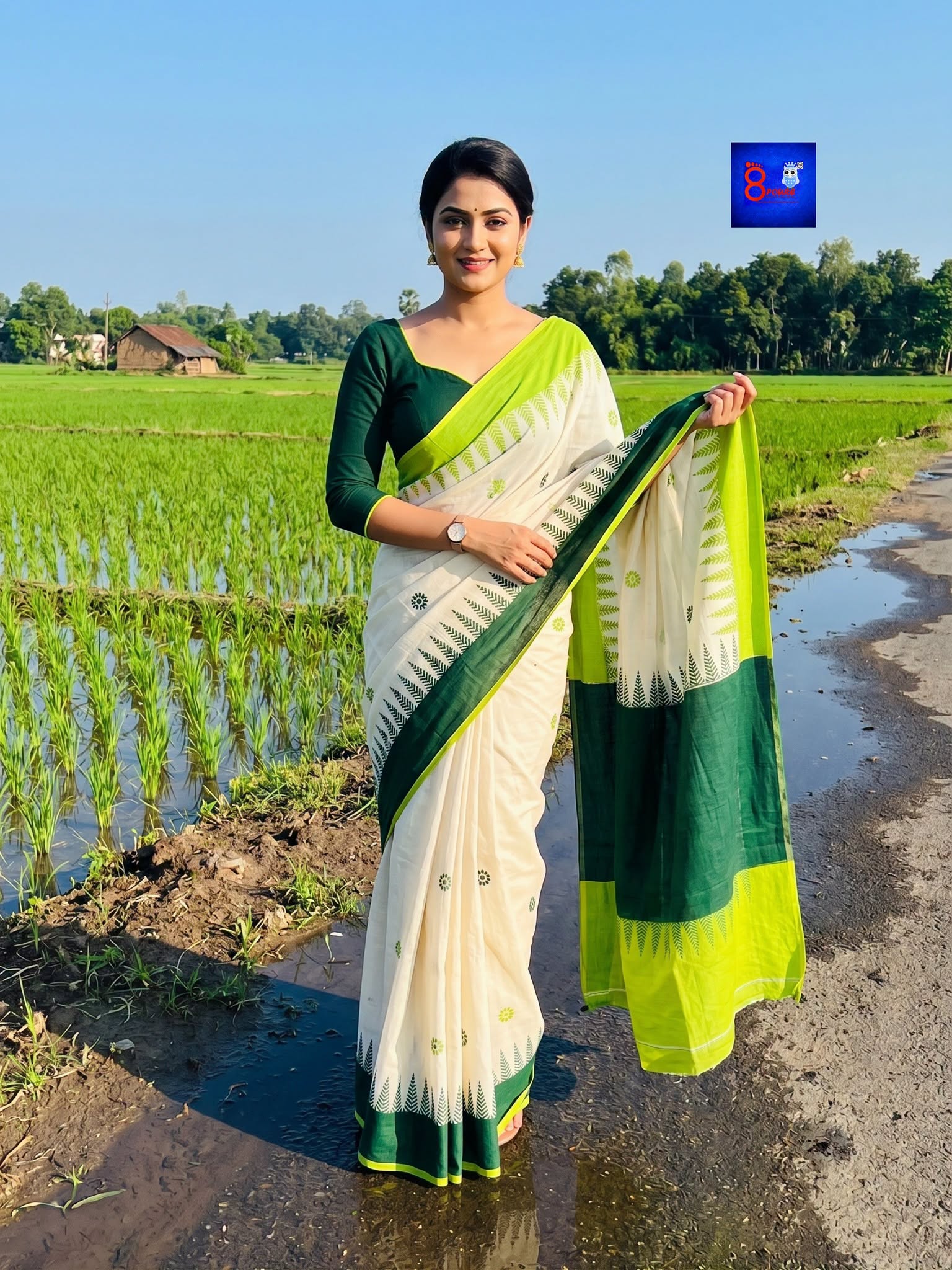 Handwoven Cotton Hand Block Printed Saree