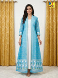 Jamdani Shrug & Cotton Sleeveless Dress set - Sky & White