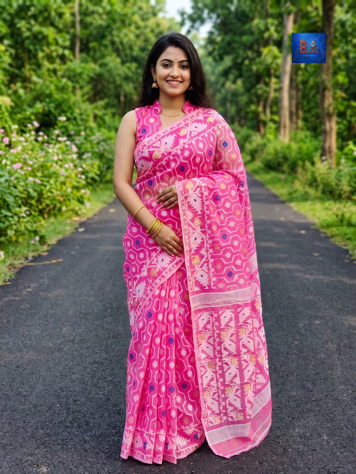 Soft Jamdani Saree - Rose Pink