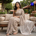 Authentic Bhagalpur Linen Chikankari Saree