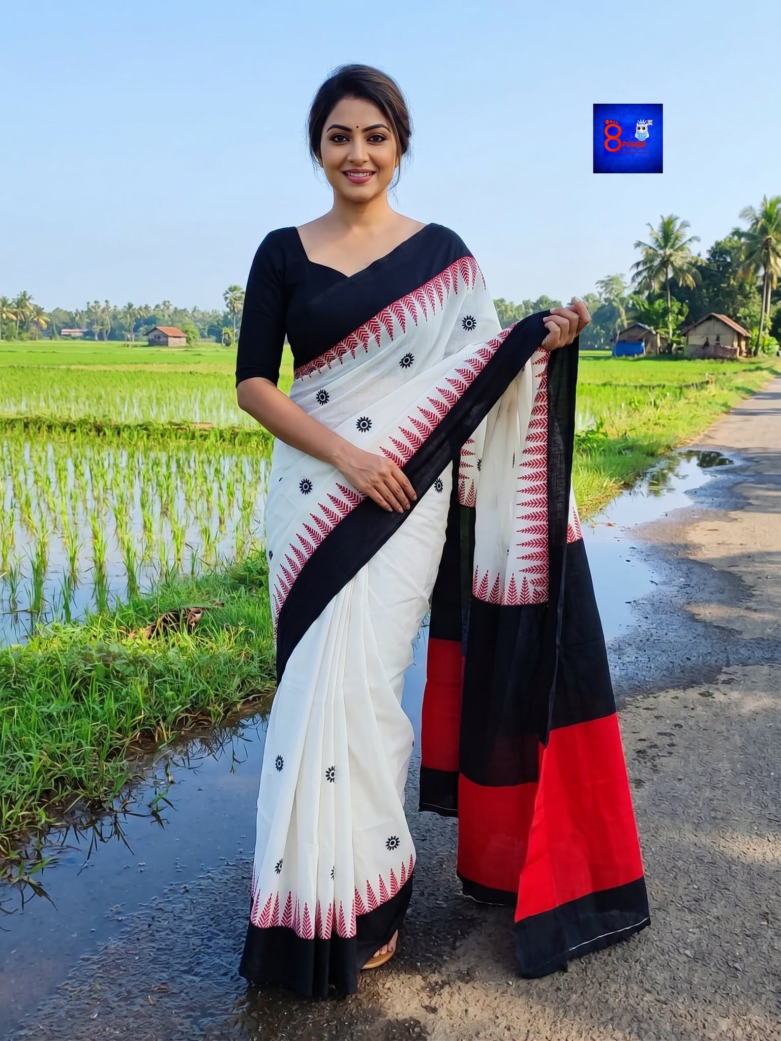 Handwoven Cotton Hand Block Printed Saree