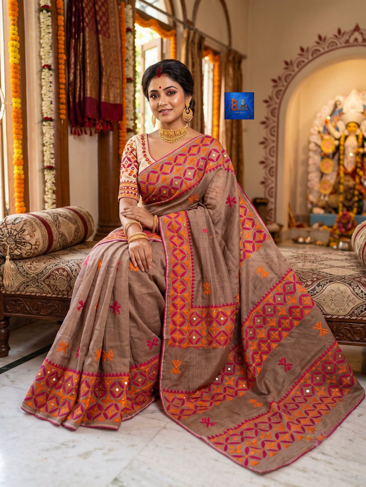 Fuliya Tussar Kathuwari Saree - Brown