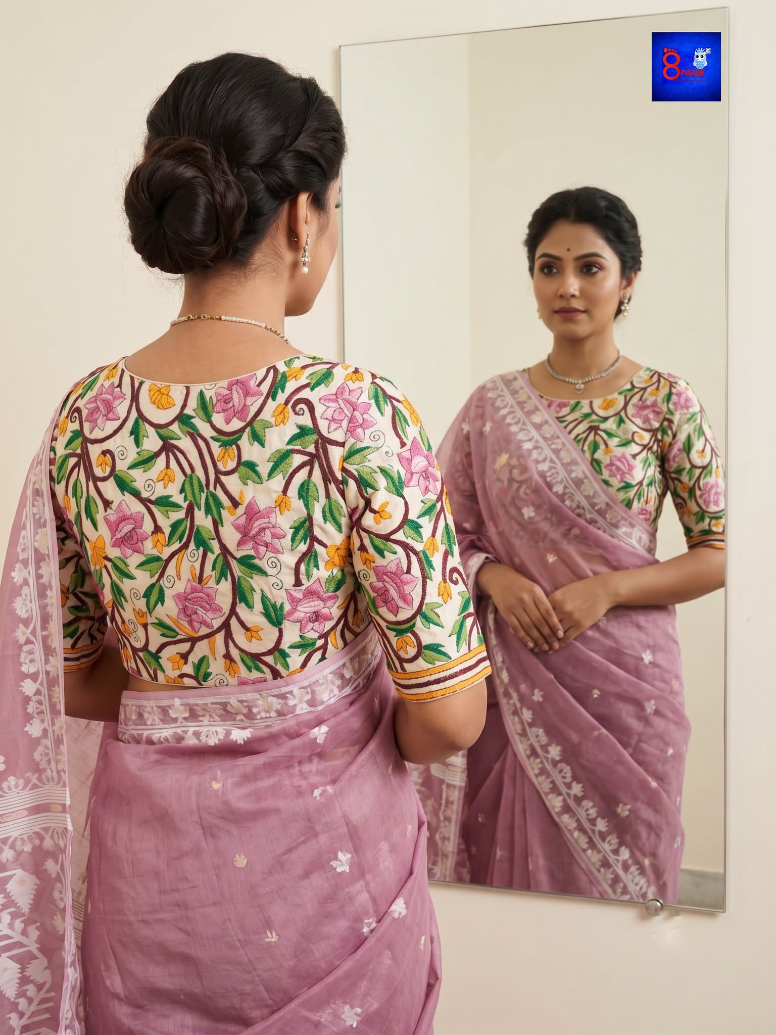 Pure Silk Kantha Stitch Blouse Piece