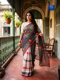 Fish Saree - White, Black & Red