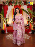 Jamdani Sharara 3-Piece Set - Baby Pink White