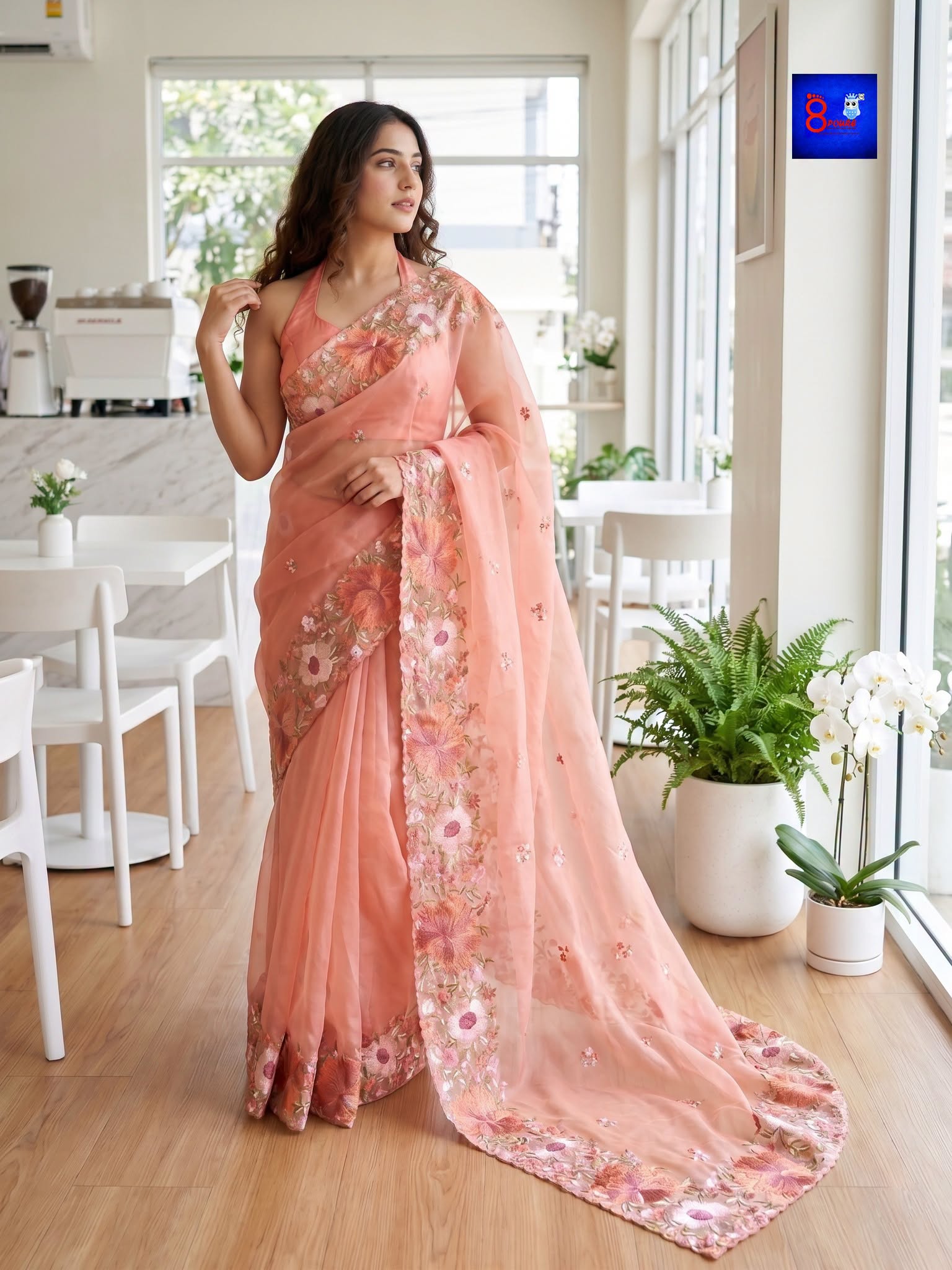 Pure Organza Parshi Embroidered Saree