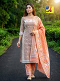 Handloom Jamdani Kurti, Dupatta & Pant Set