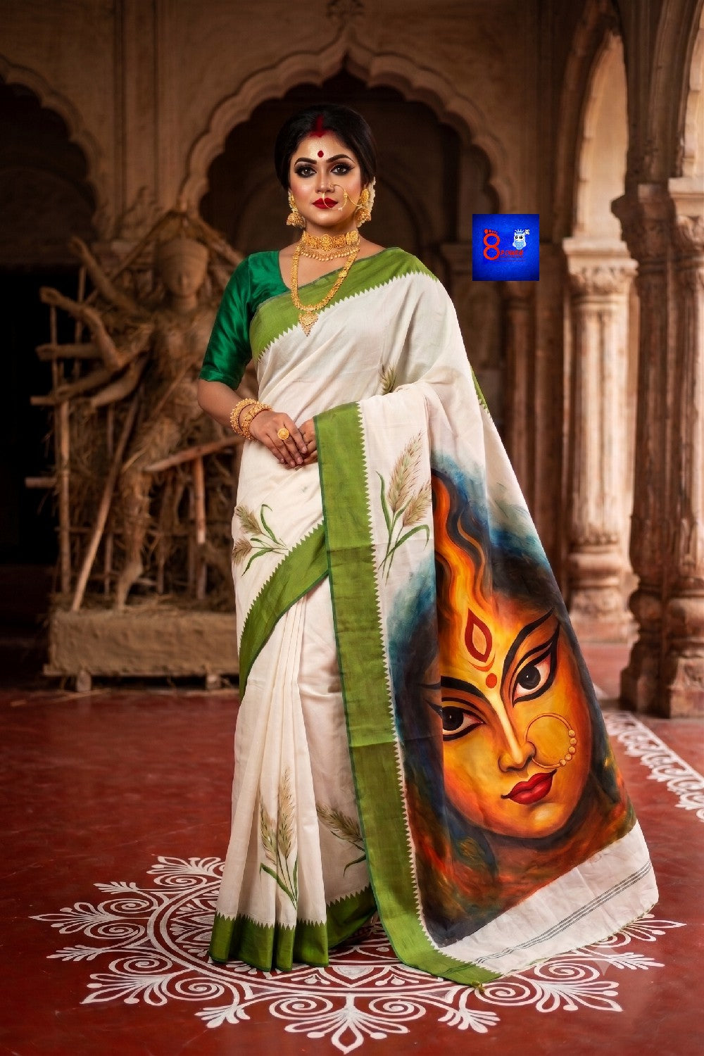 8Poure Durga Canvas Saree
