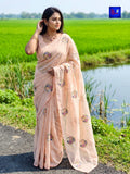 Floral Embroidered Linen Saree
