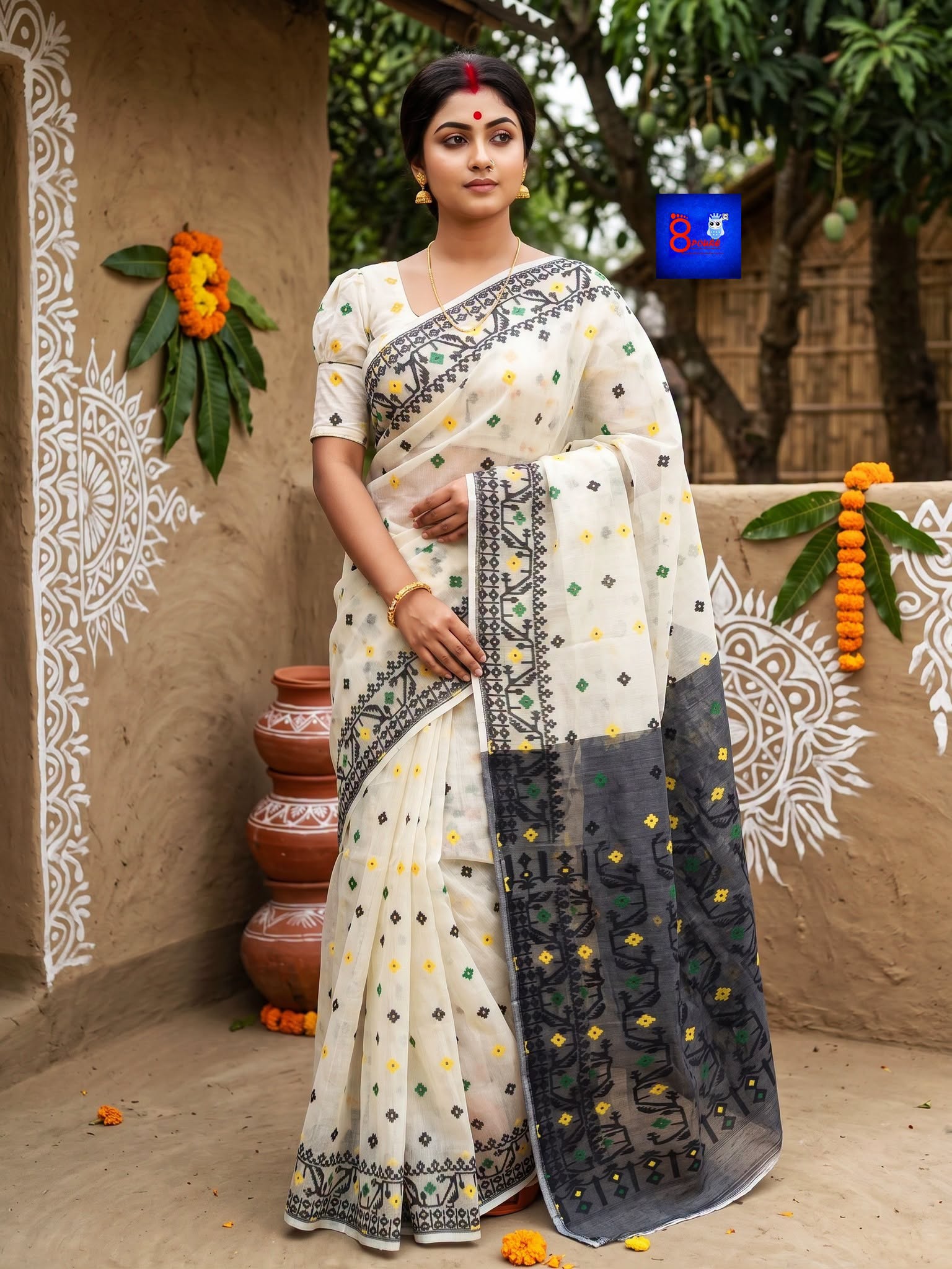 Pure Cotton Jamdani Saree with Blouse Piece