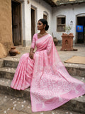 Blended Bangalore Silk Kantha Saree - Baby Pink