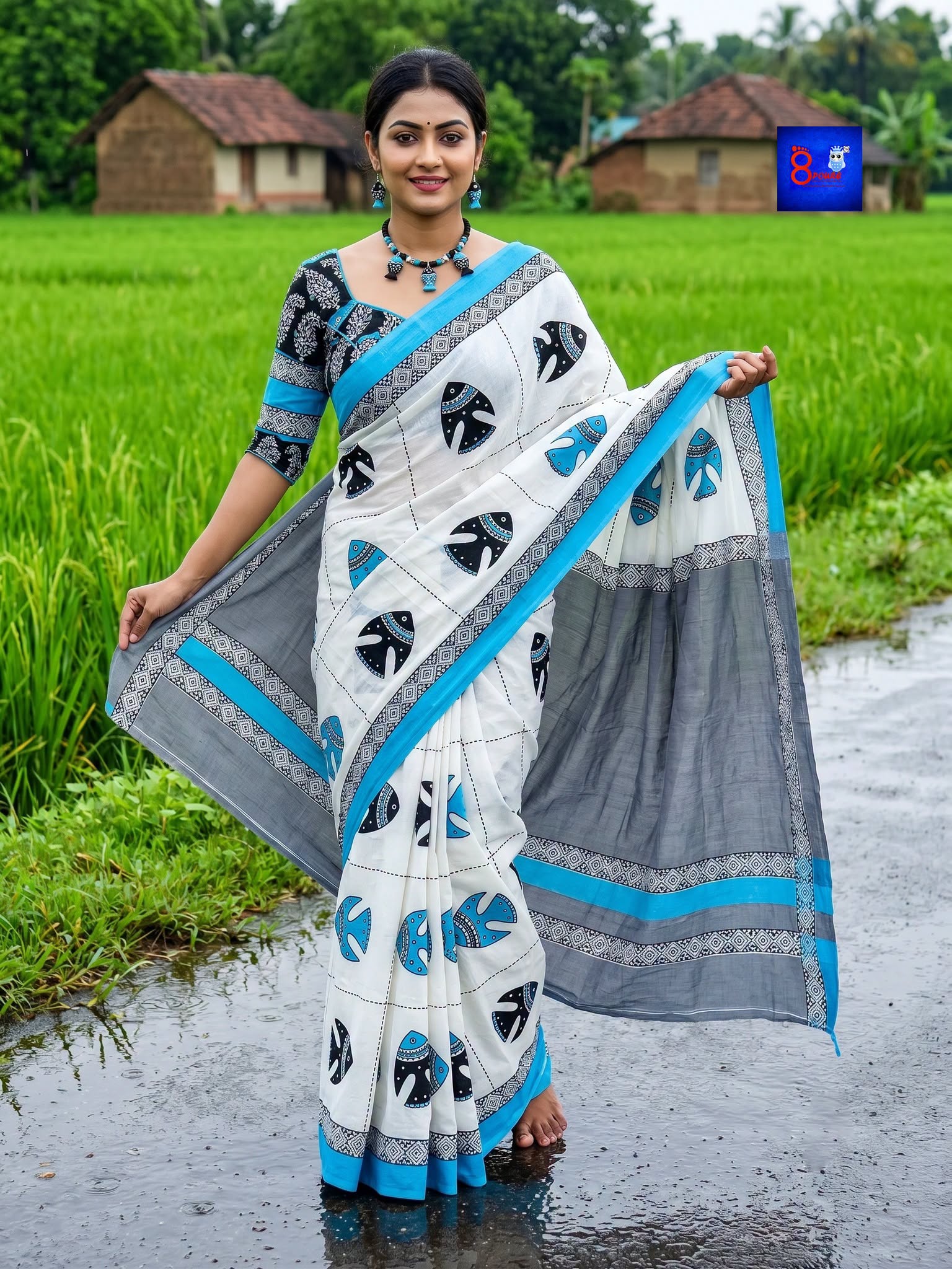 Handwoven Cotton Hand Block Printed Saree