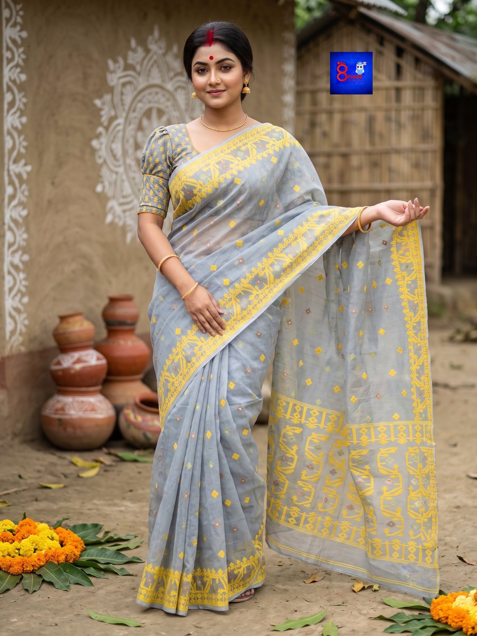 Pure Cotton Jamdani Saree with Blouse Piece