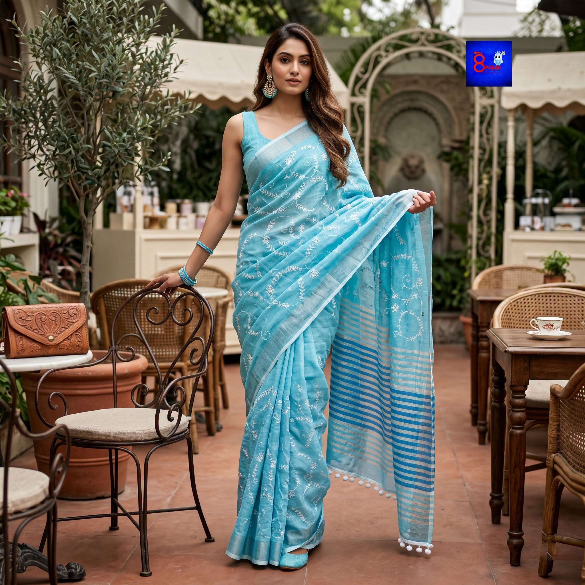 Authentic Bhagalpur Linen Chikankari Saree