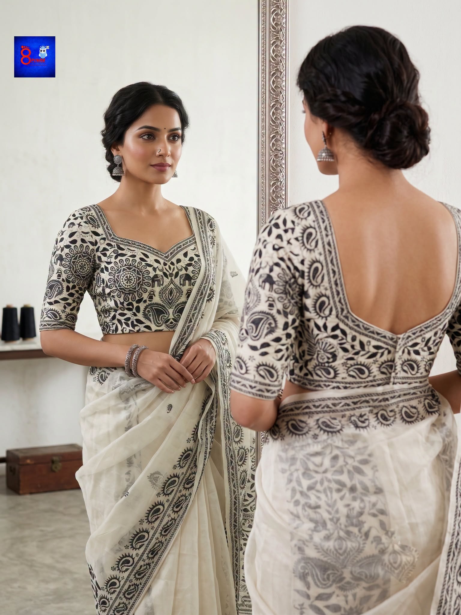 Pure Silk Kantha Stitch Blouse Piece