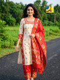 Handloom Jamdani Kurti, Dupatta & Pant Set