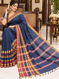Fuliya Woven Khadi Saree - Neavy Blue