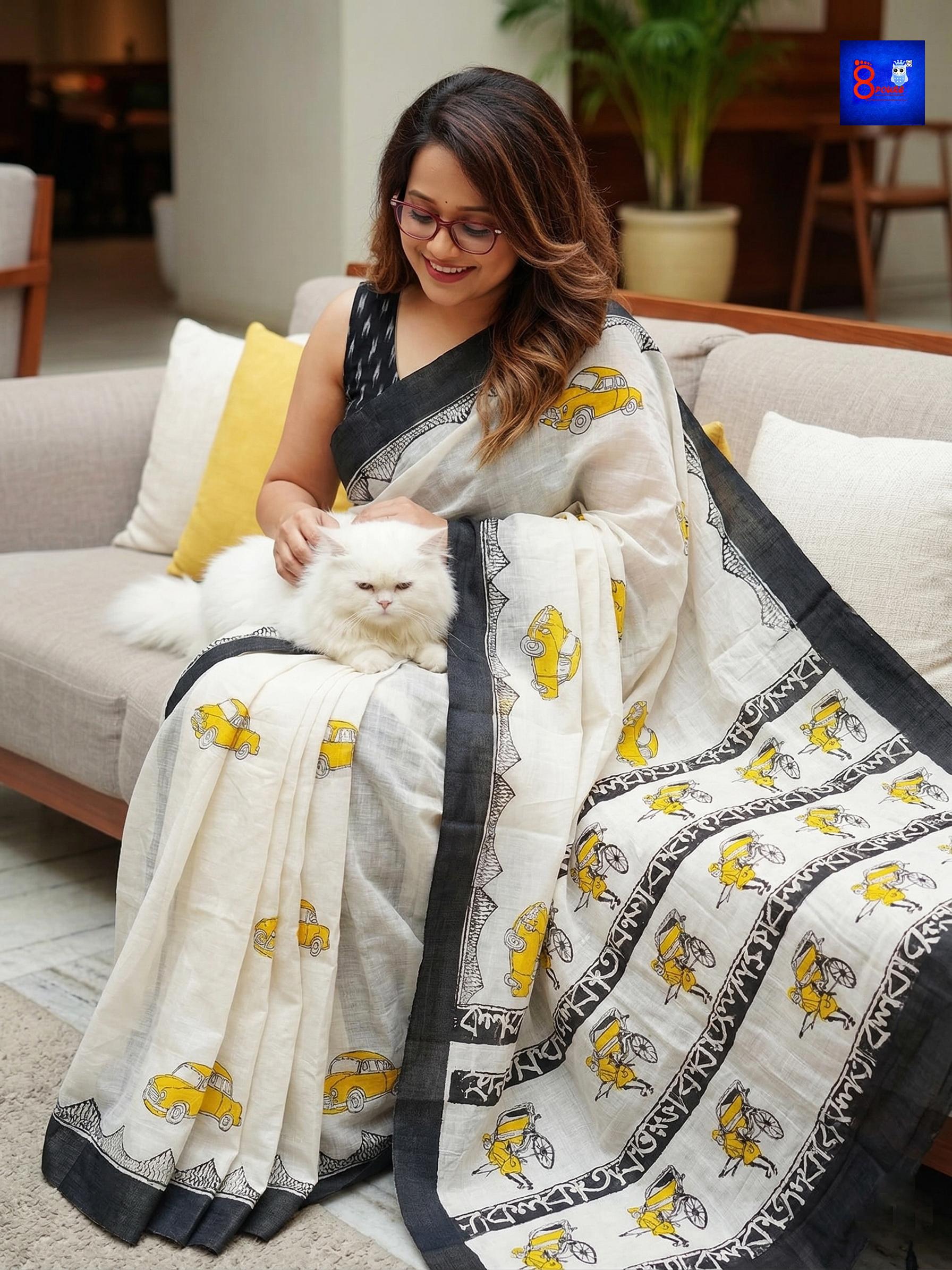 Handwoven Cotton Hand Block Printed Saree