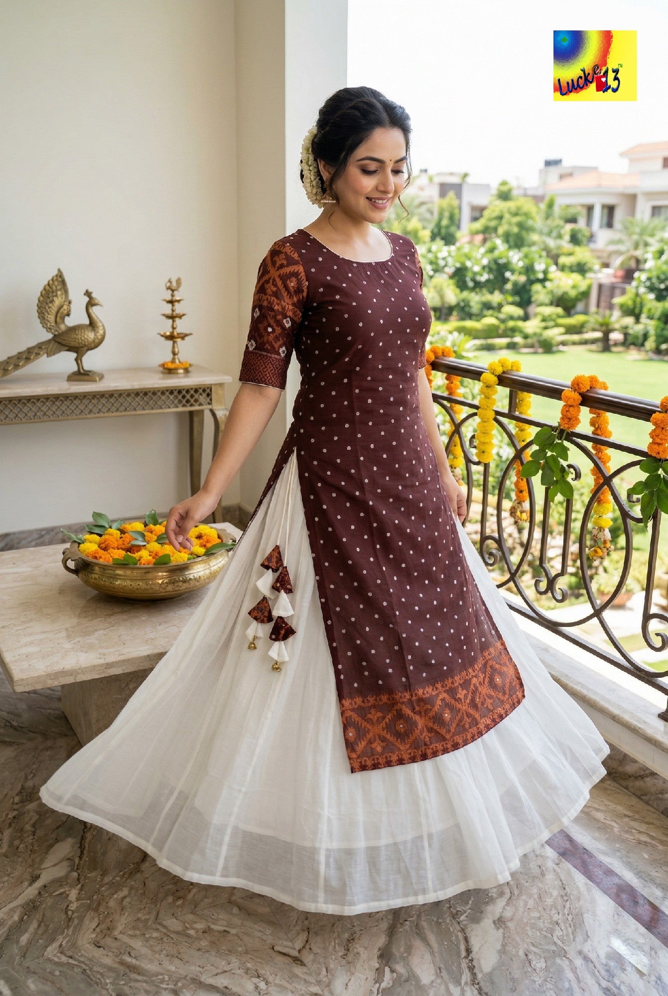 Handloom Jamdani Layered Dress