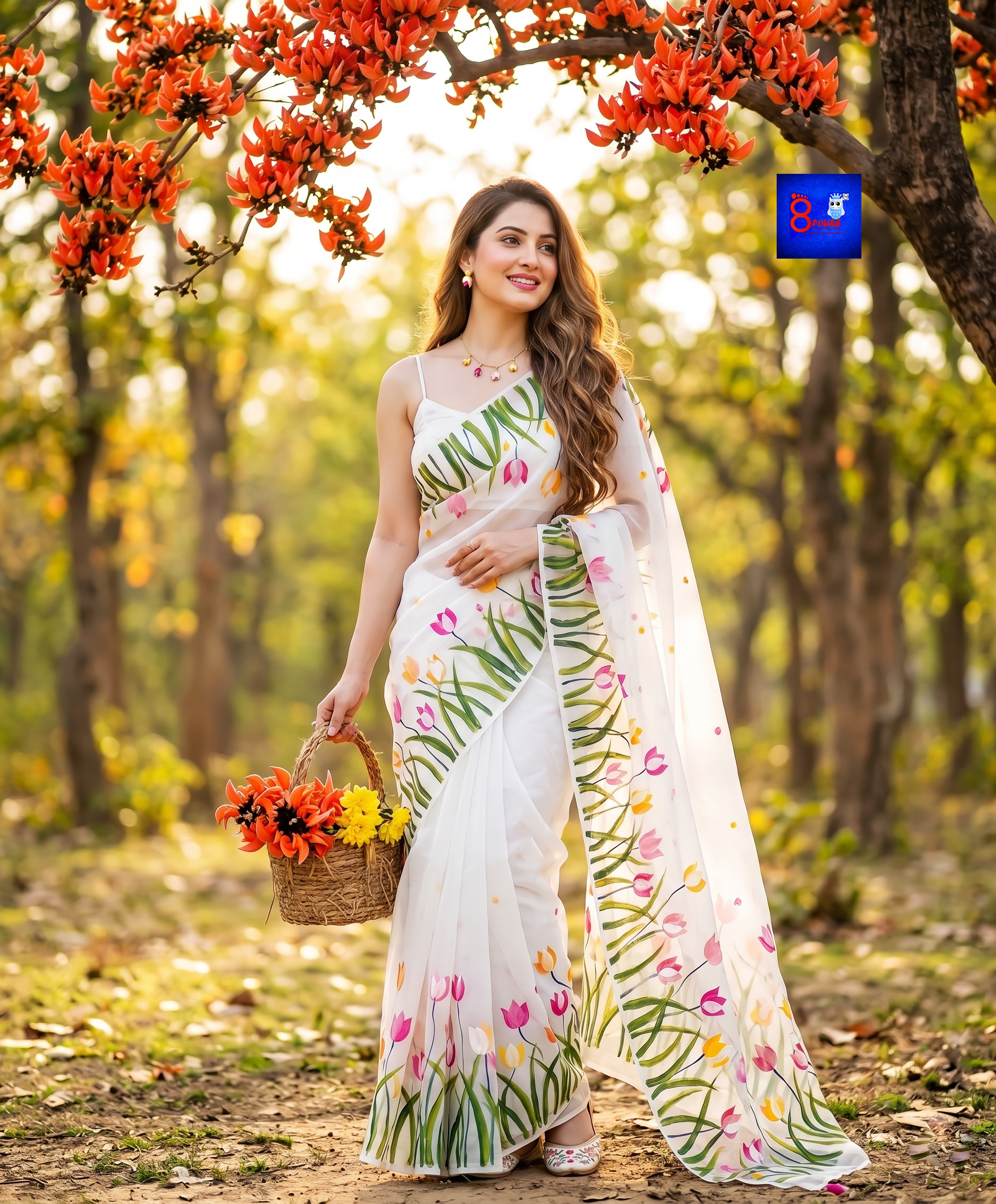 Canvas Saree - Handpainted Organza Saree