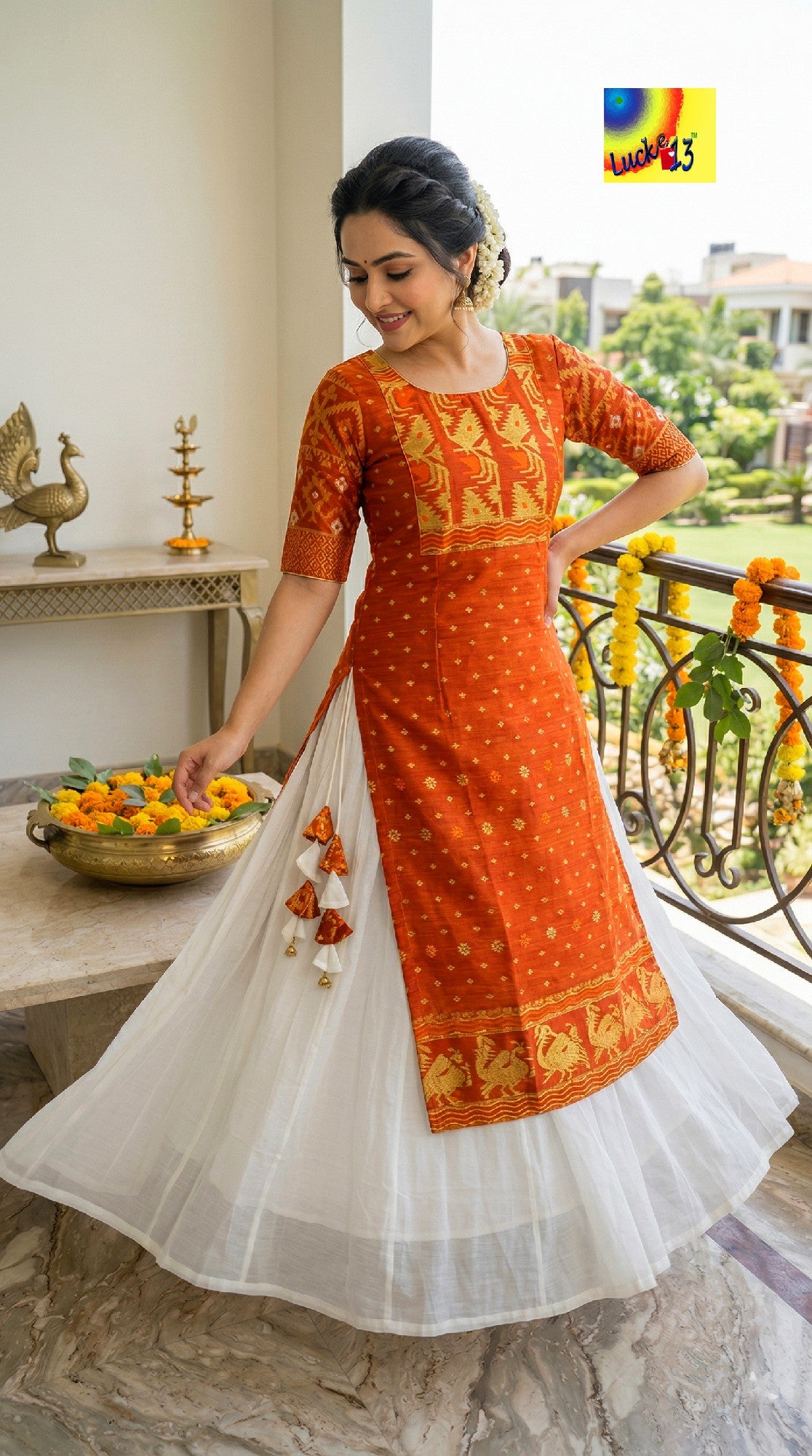 Handloom Jamdani Layered Dress