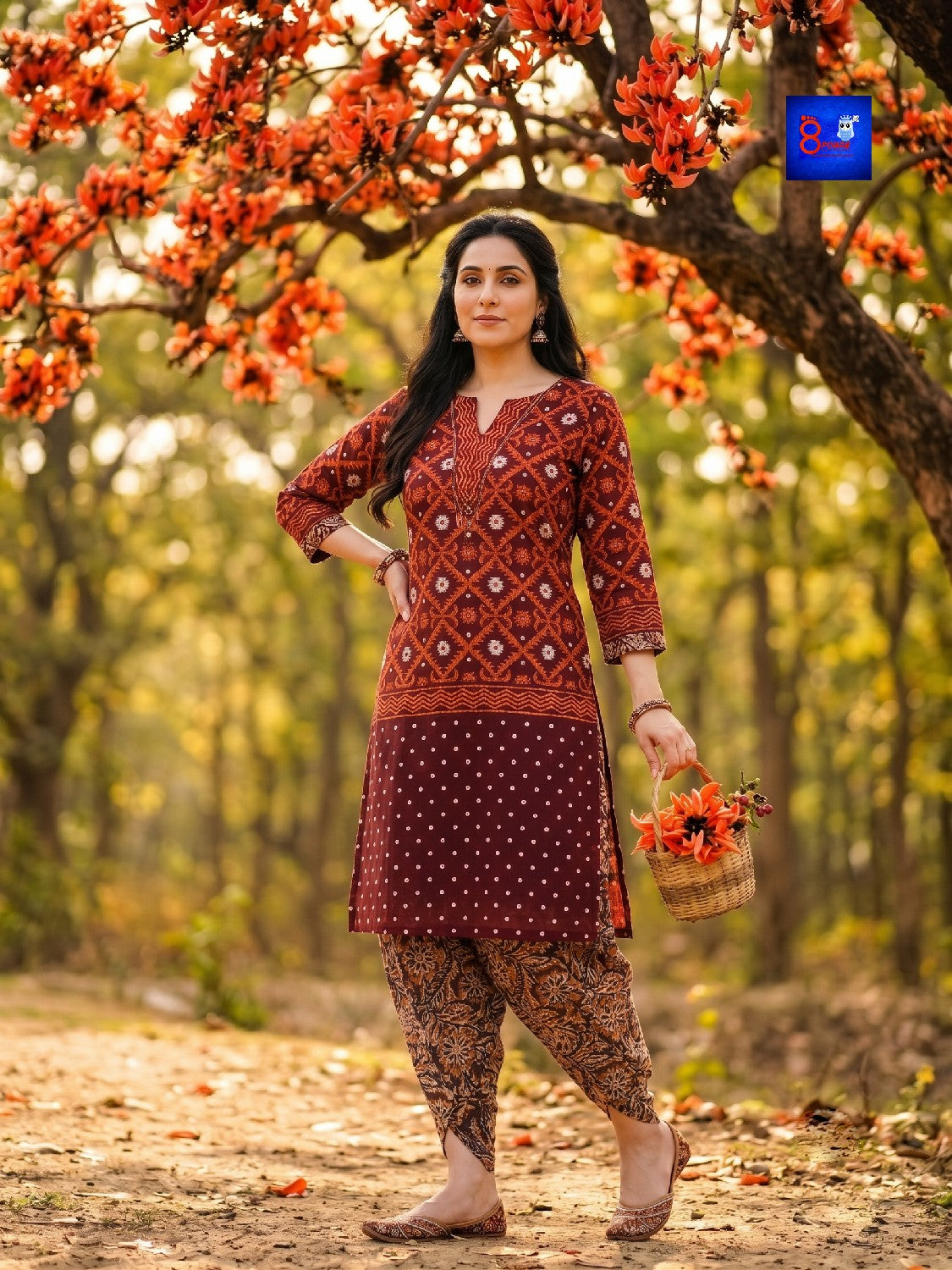 Jamdani Kurti with Kalamkari Dhoti Pant Set | JKDP01