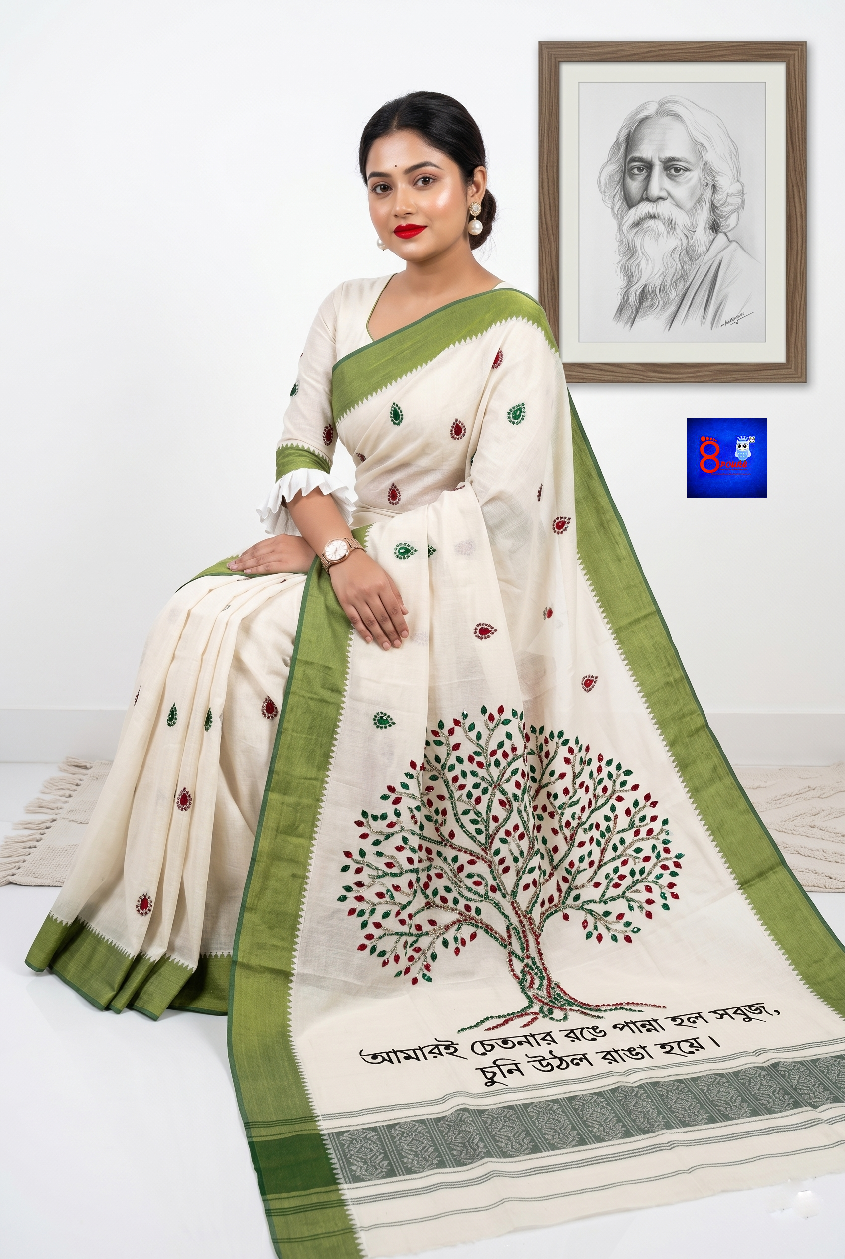 Canvas Saree - Pure Cotton Hand Painted