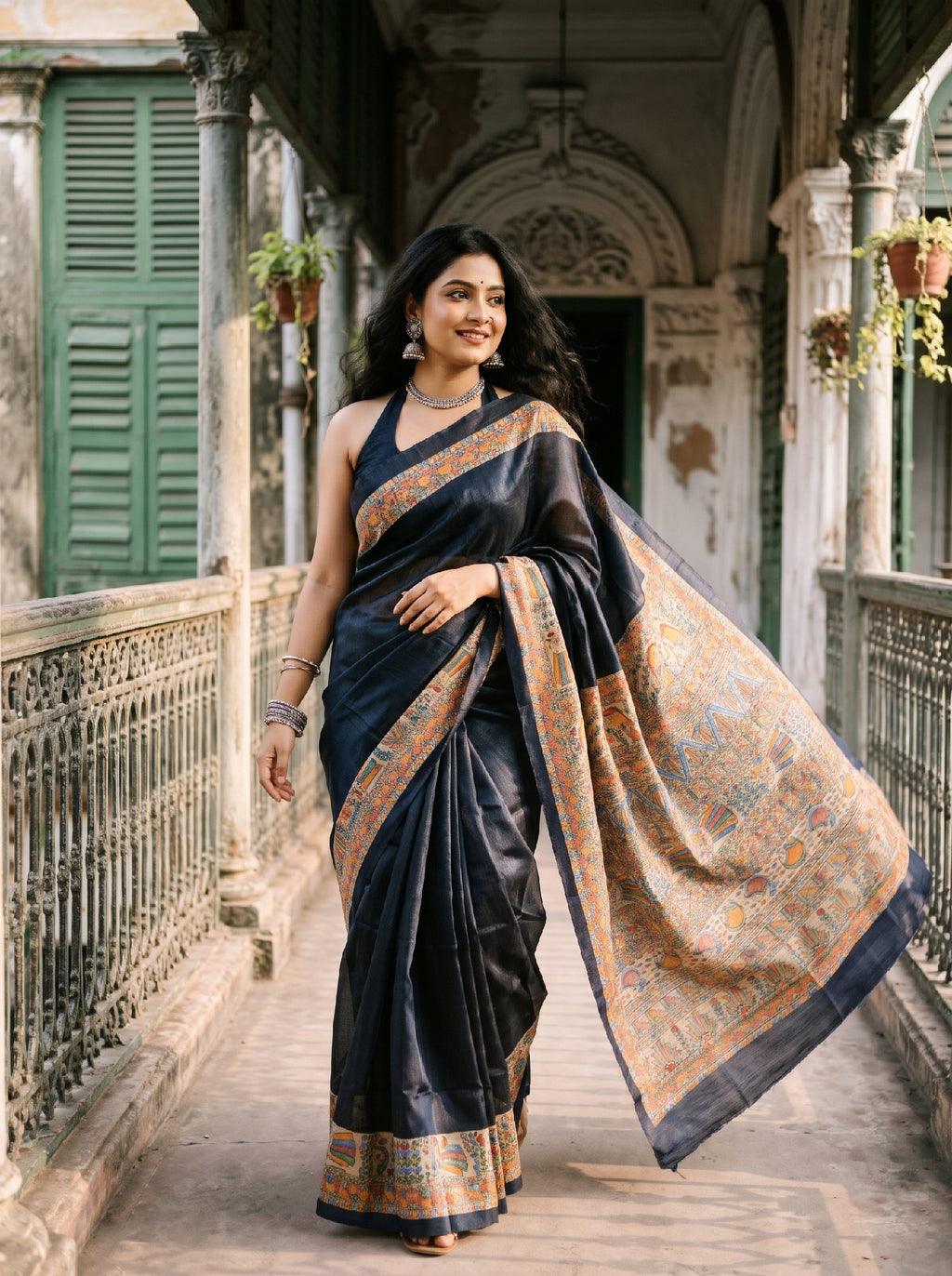 Pure Ghicha Silk Saree | Black | Silkmark