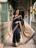 Pure Ghicha Silk Saree | Black | Silkmark