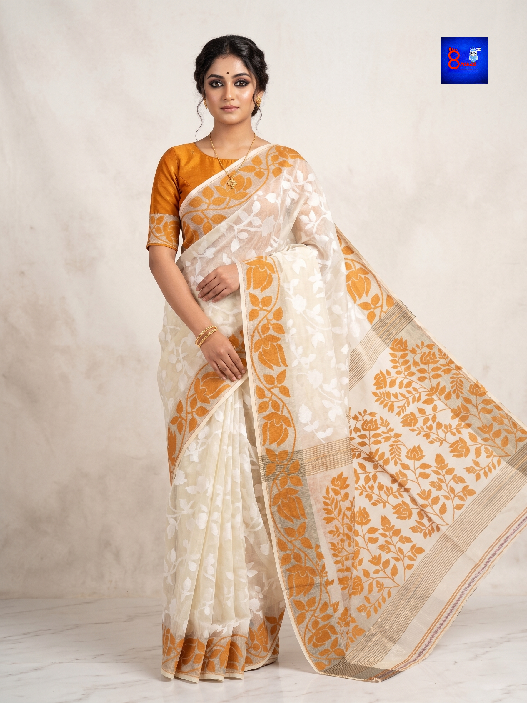 Pure Cotton Jamdani Saree with Blouse Piece