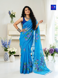 Canvas Saree - Pure Cotton Hand Painted