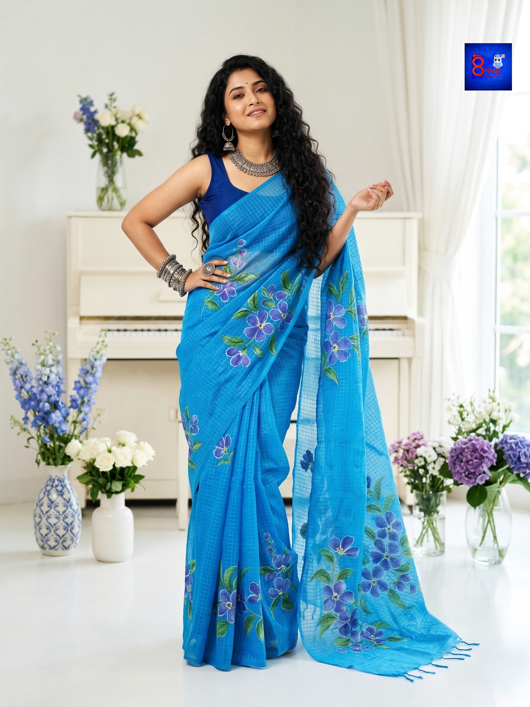 Canvas Saree - Pure Cotton Hand Painted