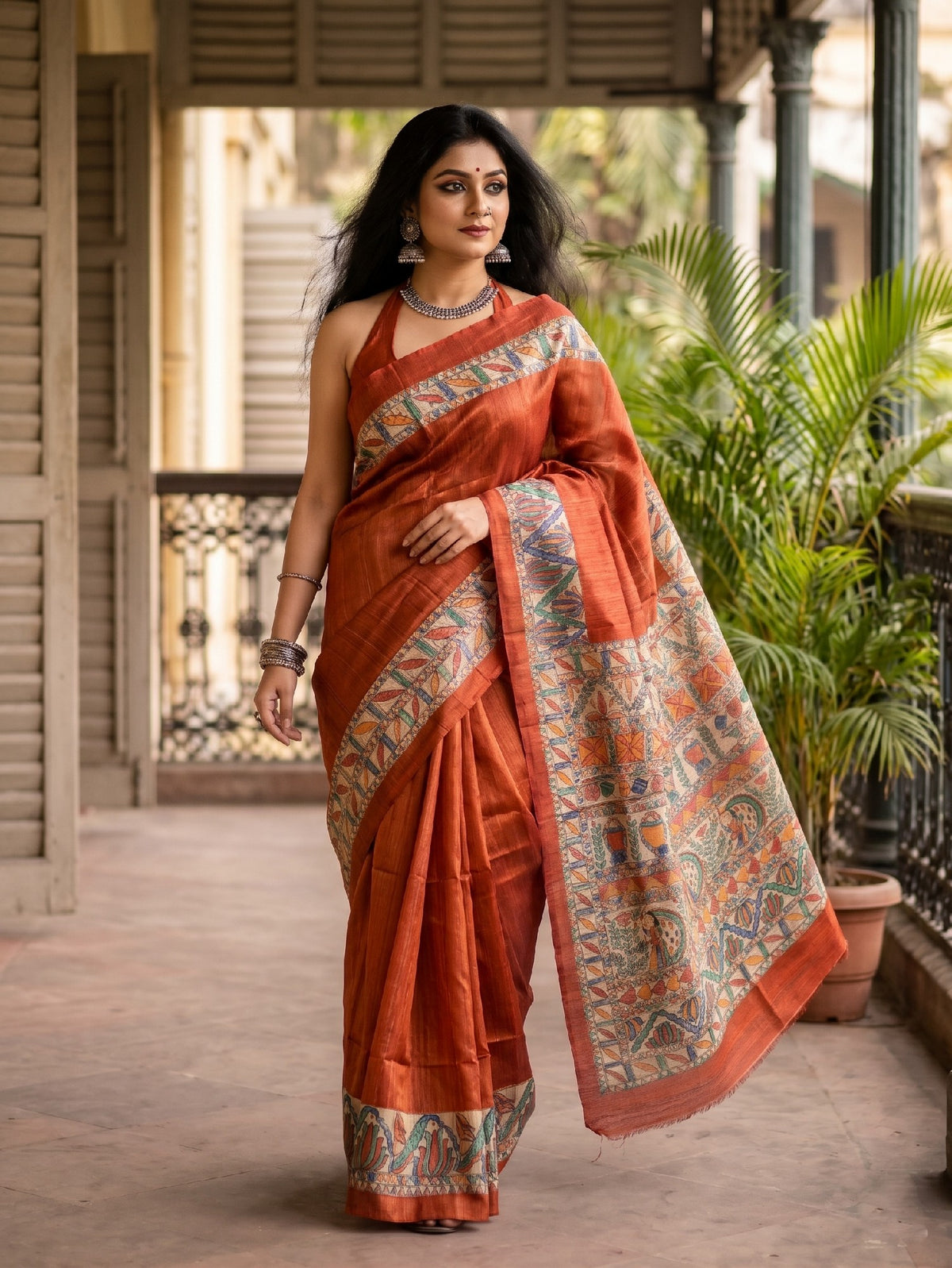 Pure Ghicha Silk Saree | Rust | Silkmark