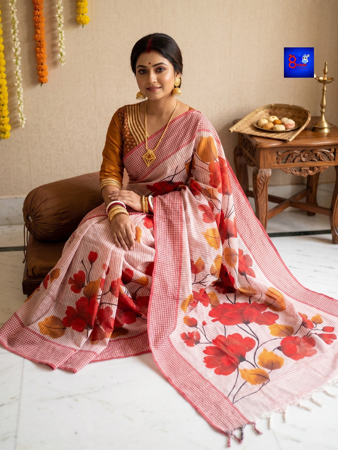 Hand-Painted Pure Bengal Cotton Saree