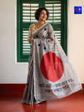 Canvas Saree - Pure Cotton Hand Painted