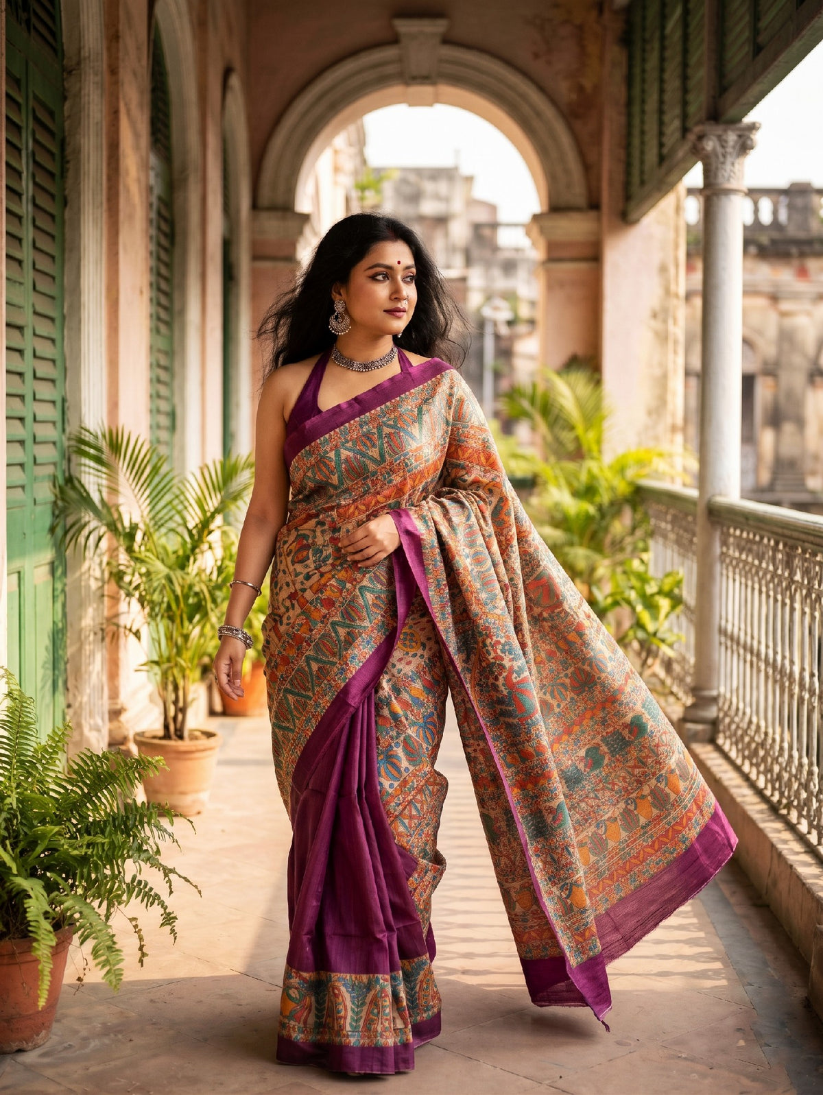 Pure Ghicha Silk Saree | Magenta | Silkmark