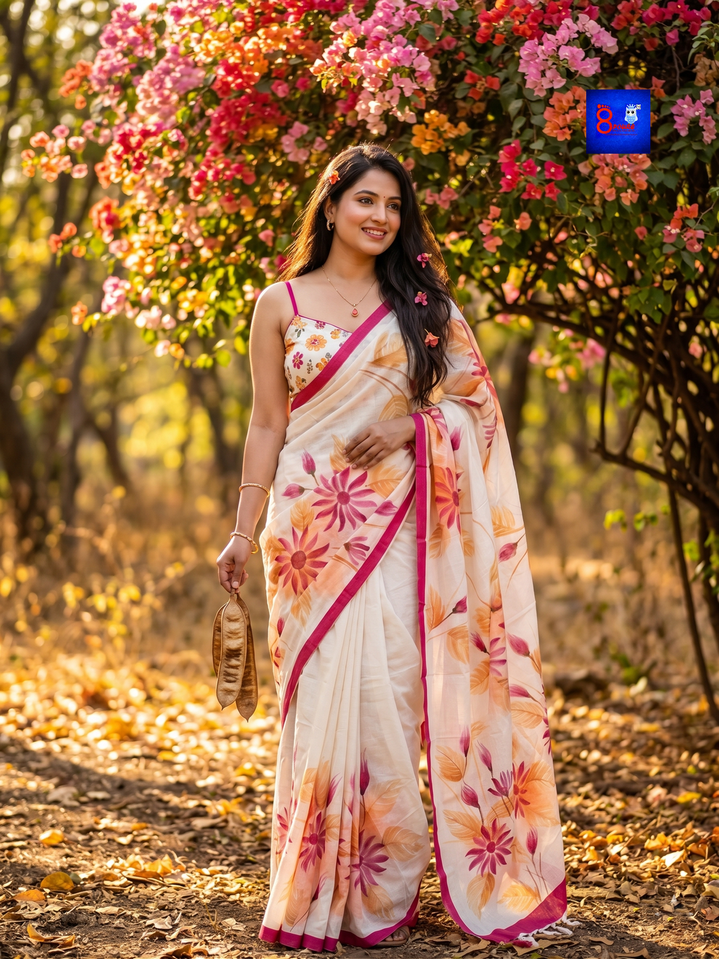 Canvas Saree - Pure Cotton Hand Painted