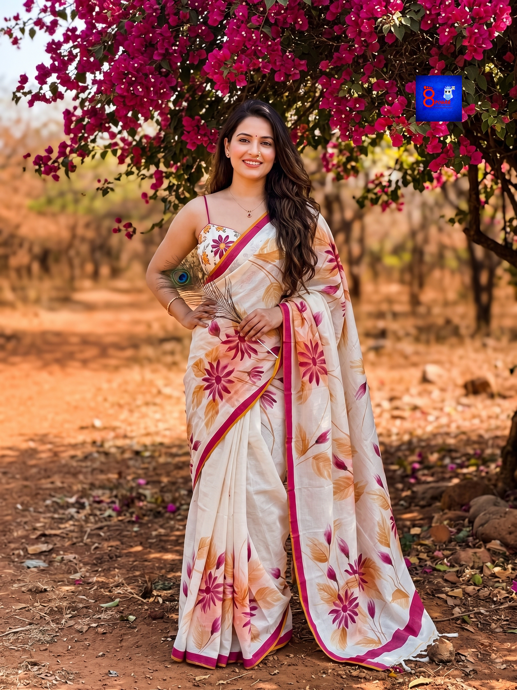 Canvas Saree - Pure Cotton Hand Painted