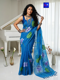 Canvas Saree - Pure Cotton Hand Painted