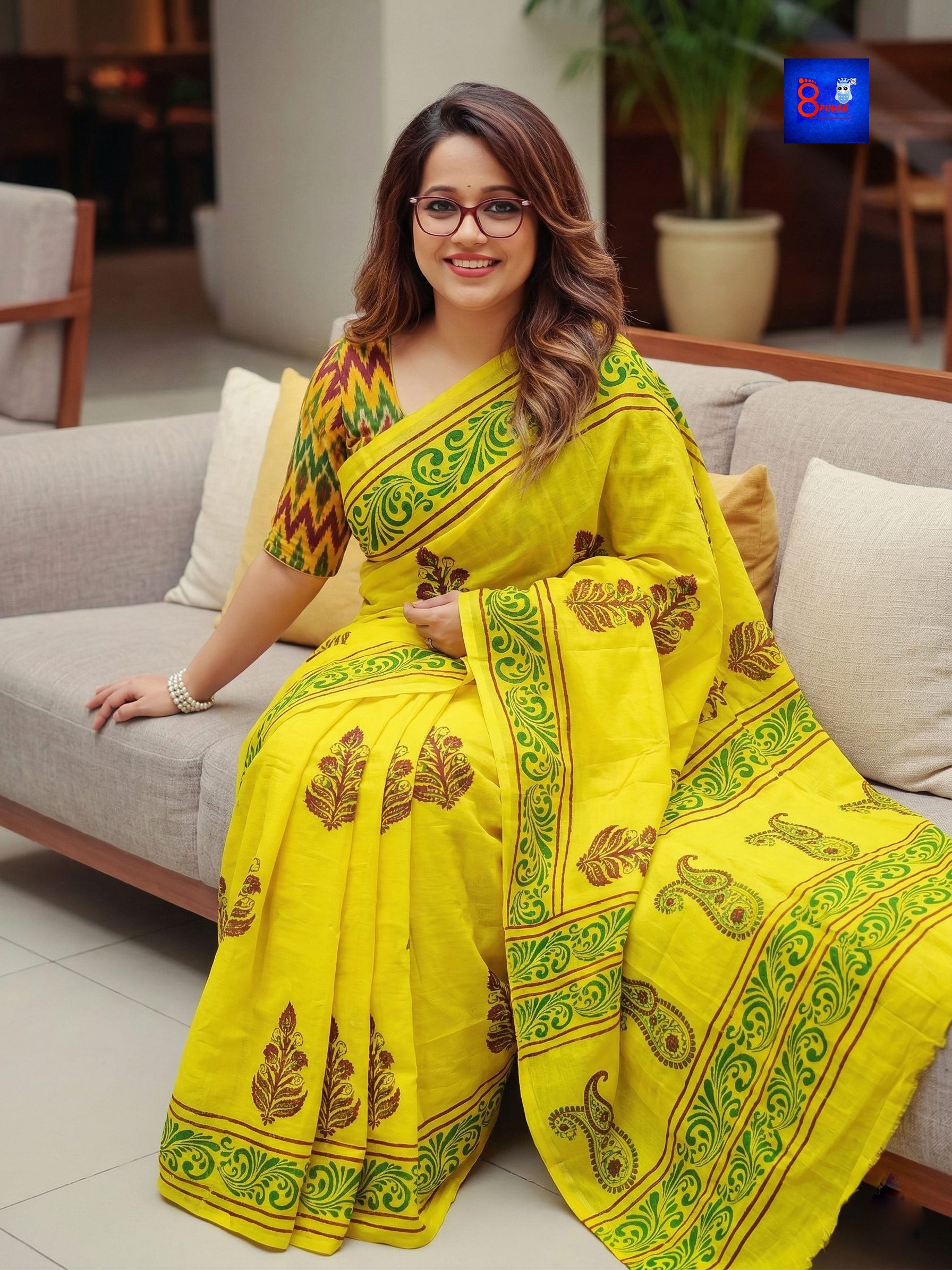 Handwoven Cotton Hand Block Printed Saree