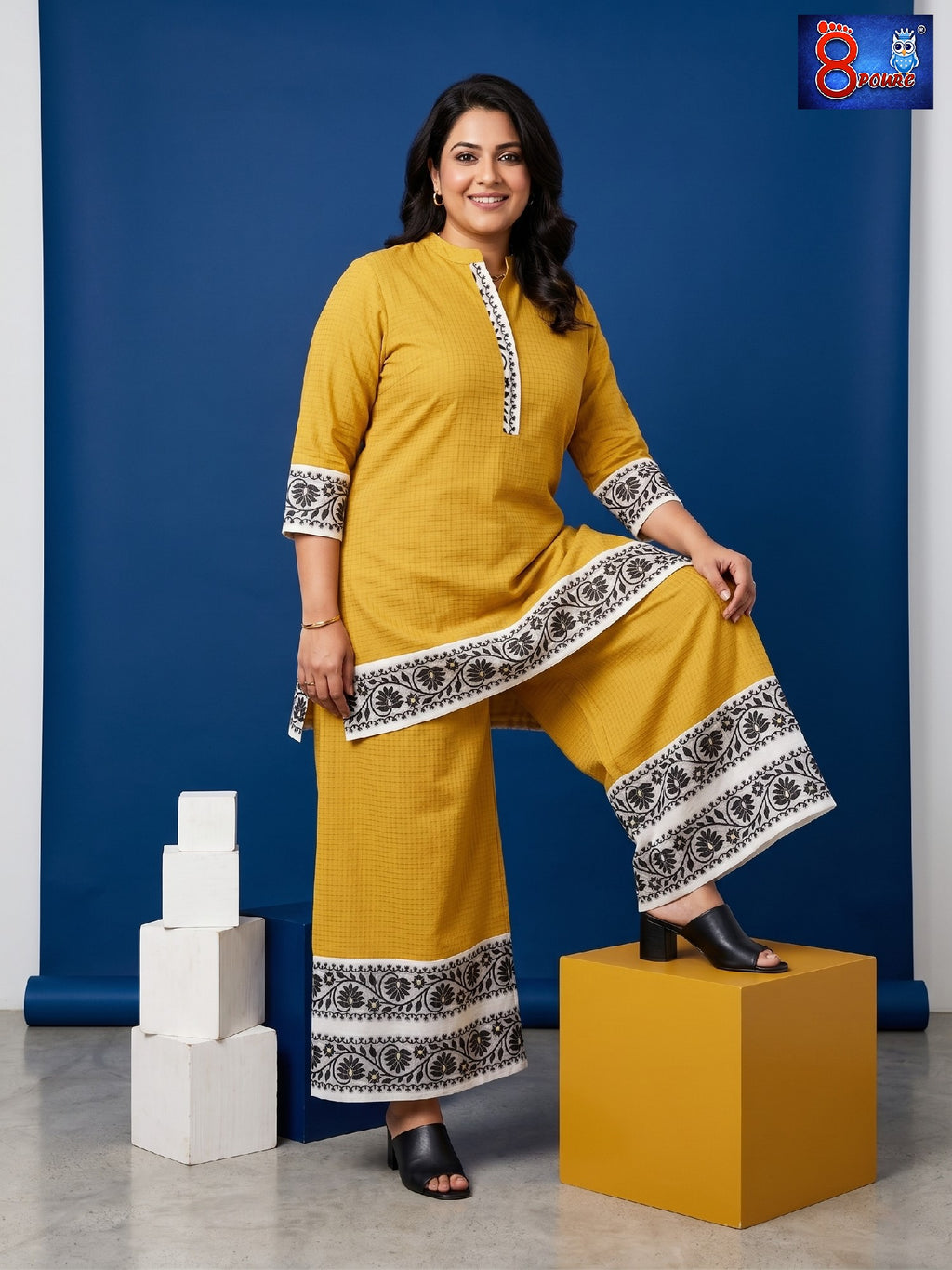 Pure Cotton Zari Check Jamdani Coord Set