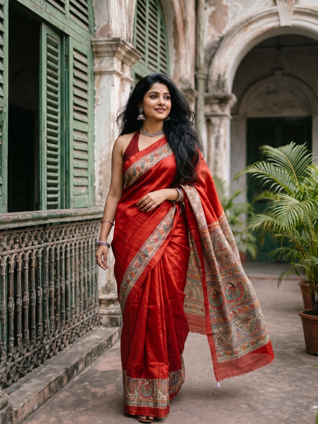 Pure Ghicha Silk Saree | Fluroscent Orange | Silkmark