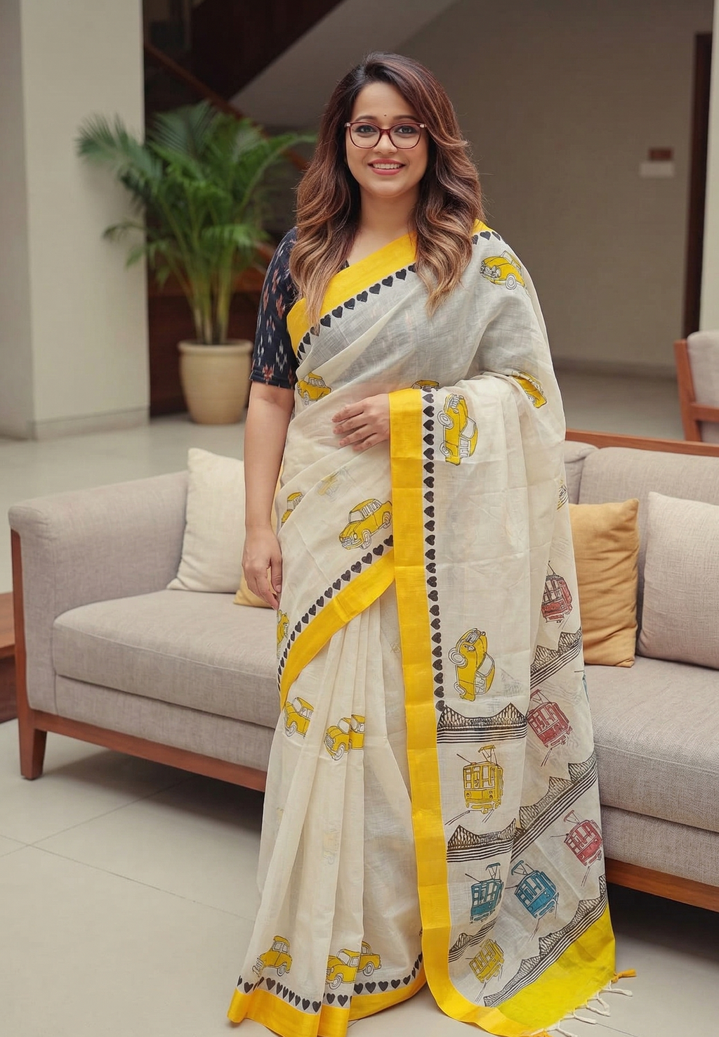Handwoven Cotton Hand Block Printed Saree